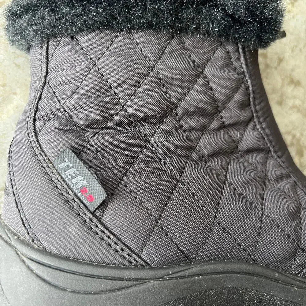 L.L. Bean Ultralight Waterproof Snow Boots Front Zip Quilted Black Women’s 7.5